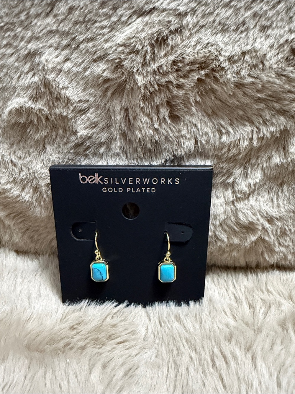 Gold-Plated Turquoise Drop Earrings